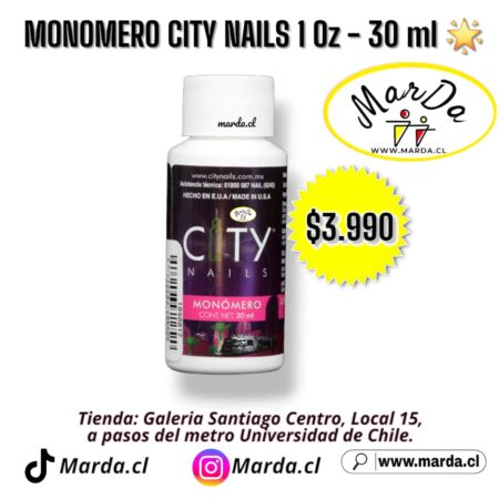 MONOMERO O ACRILICO LIQUIDO CITY NAILS 1 Oz – 30 ML