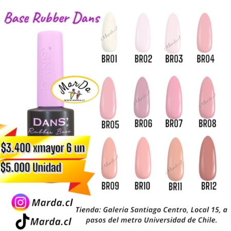 BASE RUBBER DANS 10 ML COLOR A ELECCION