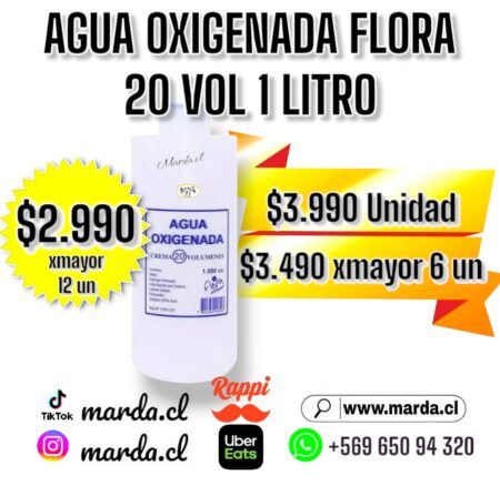 AGUA OXIGENADA FLORA 20 VOLUMENES 1 LITRO OXIDANTE EN CREMA